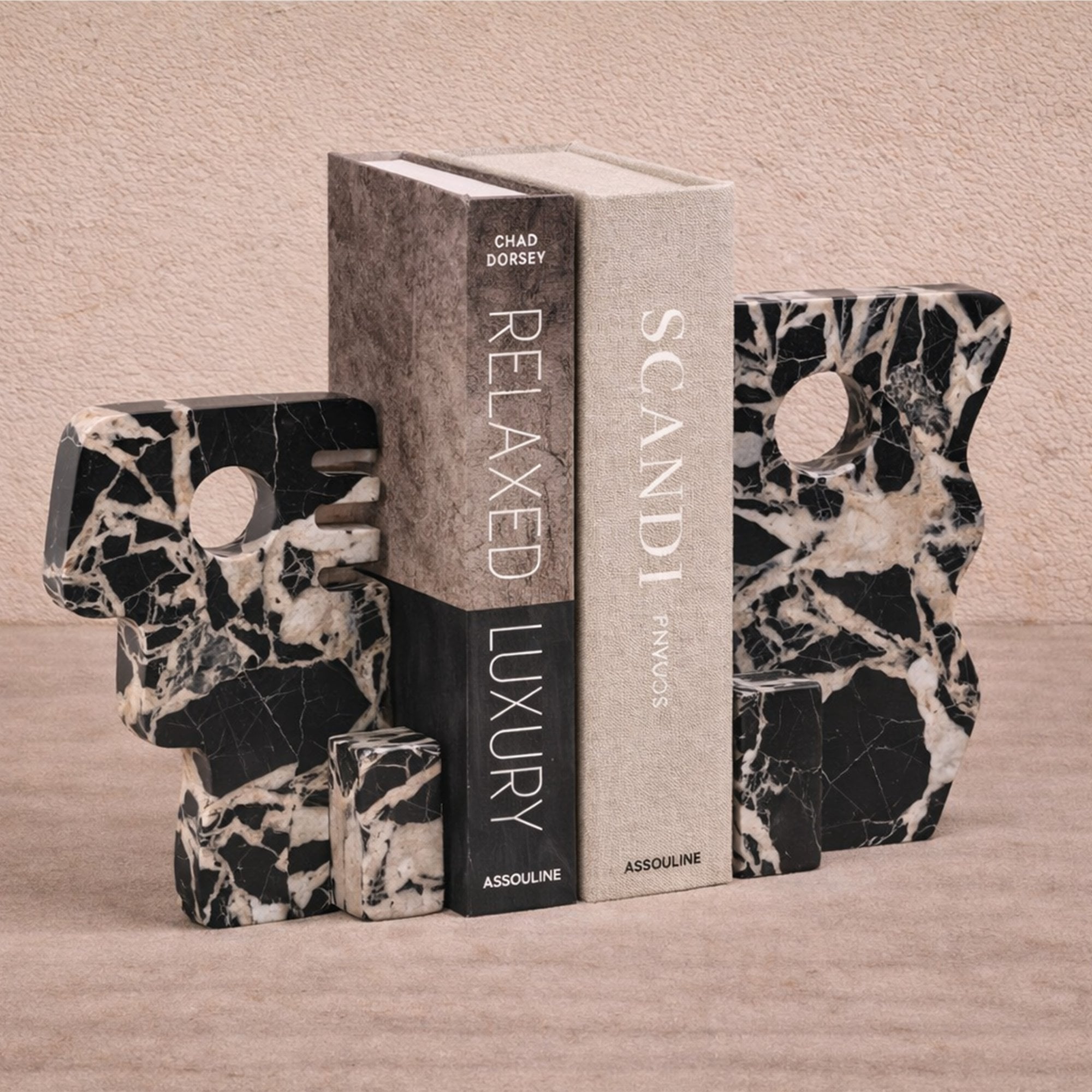 Cortex Black Marble Bookends by Liang & Eimil