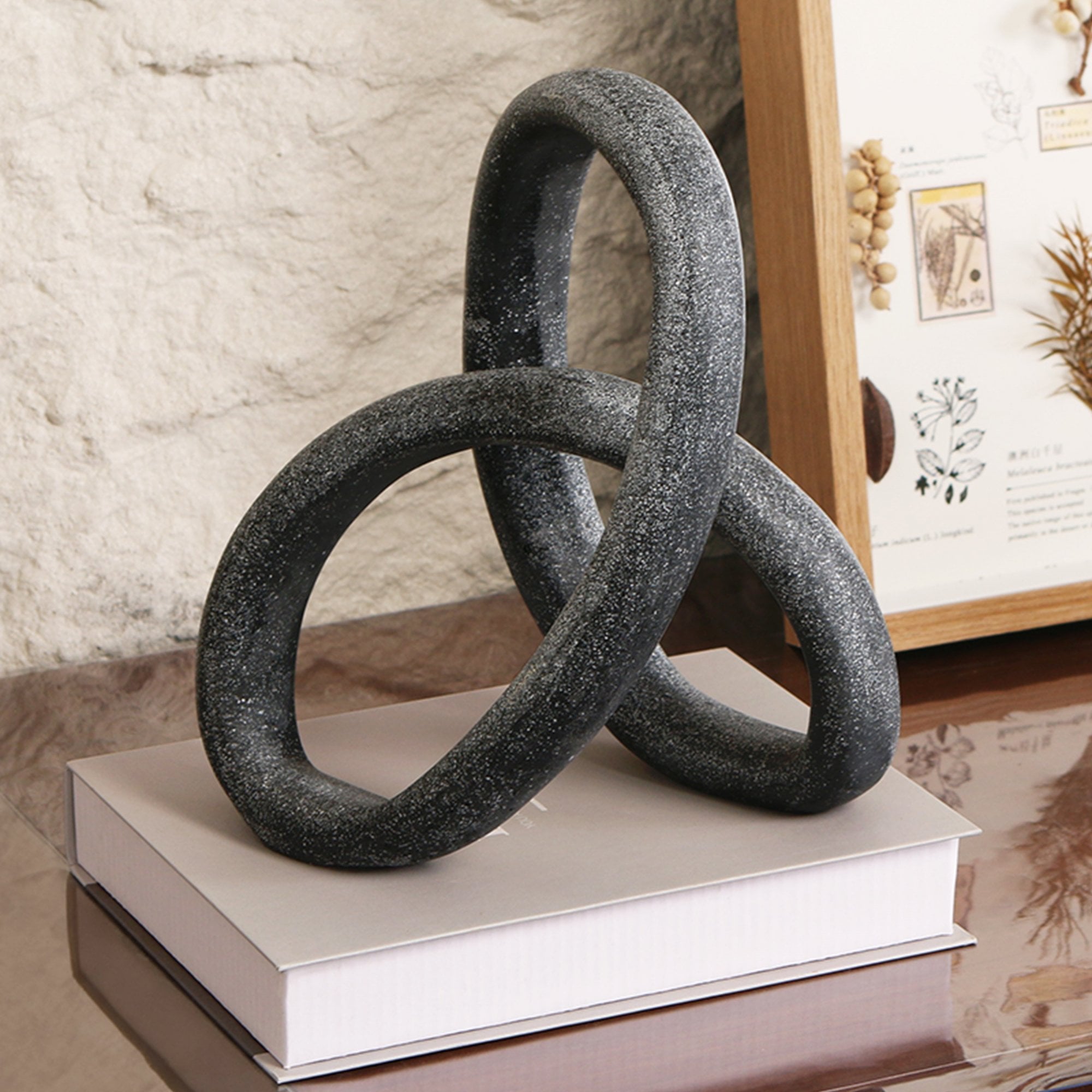 Loop Matte Black Marble Effect Sculpture by Liang & Eimil