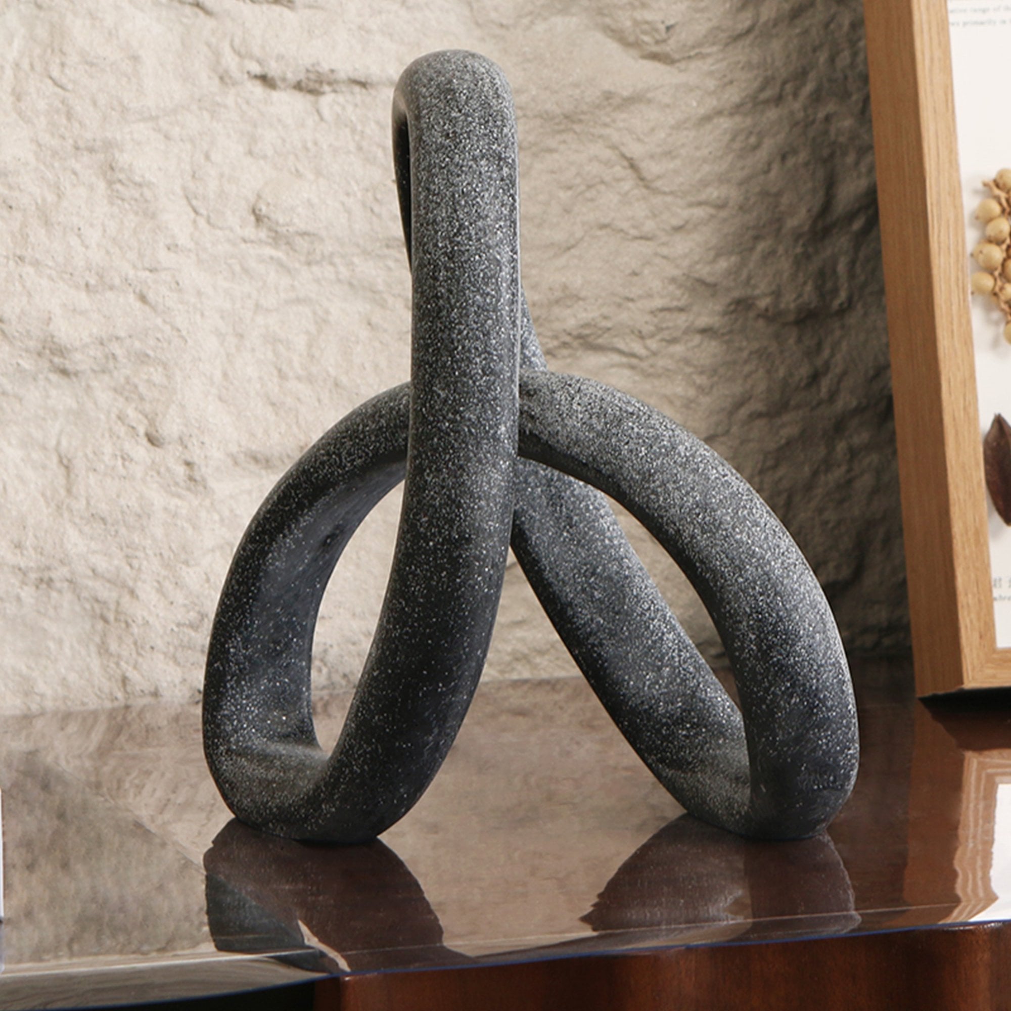 Loop Matte Black Marble Effect Sculpture by Liang & Eimil