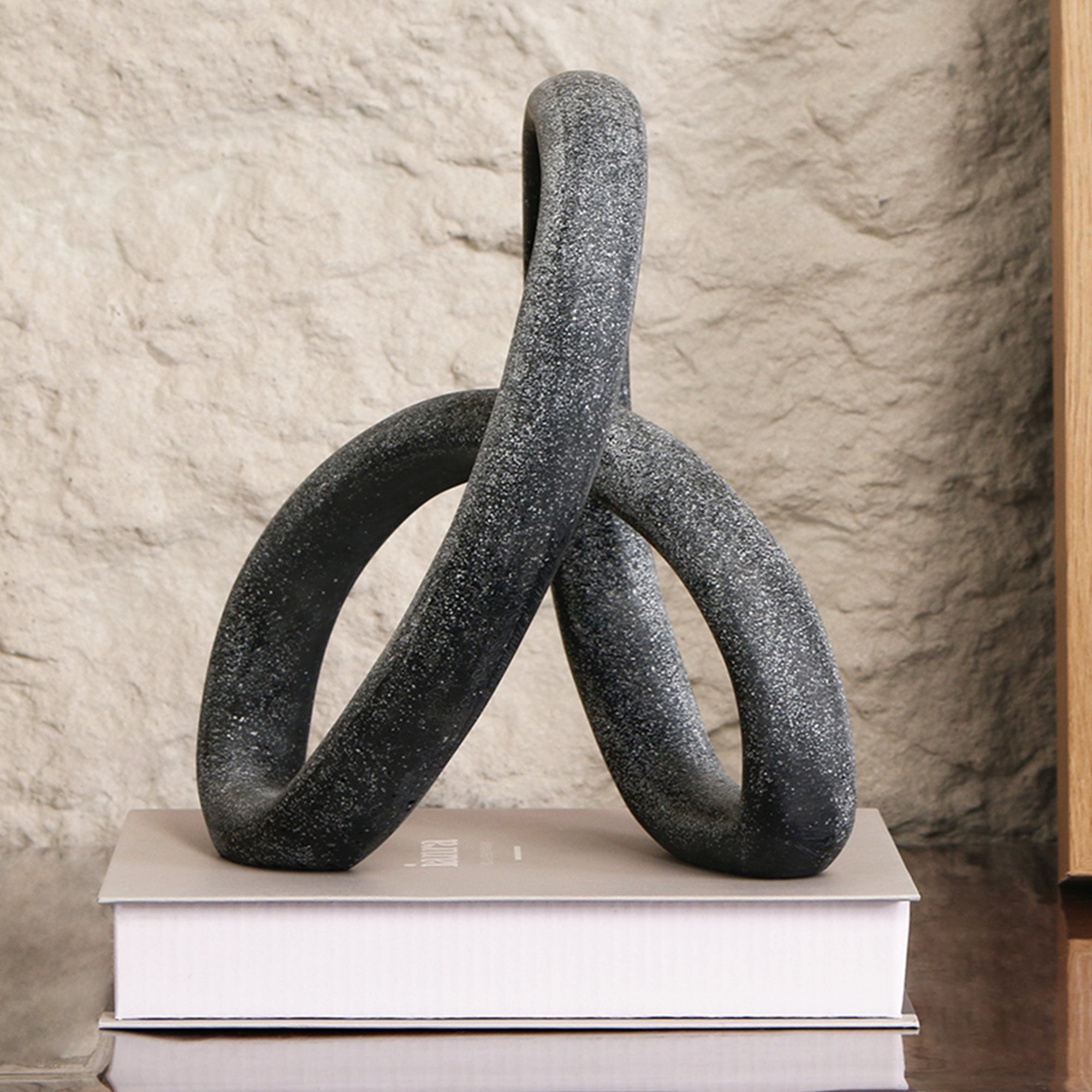 Loop Matte Black Marble Effect Sculpture by Liang & Eimil