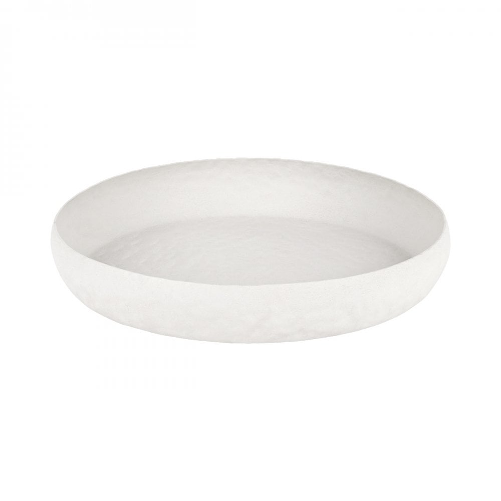 Samui White Stonewash Round Platter Large by Libra Interiors