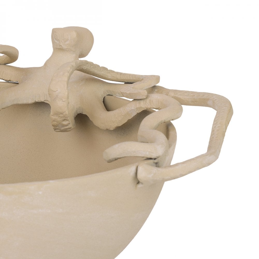 Seaside Octopus Beige Stonewash Bowl by Libra Interiors
