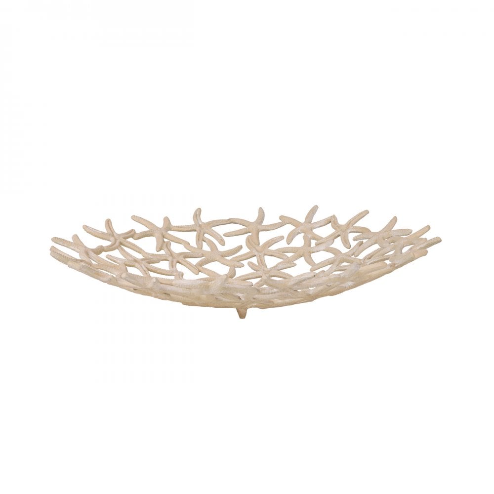 Seaside Starfish Beige Stonewash Shallow Bowl by Libra Interiors