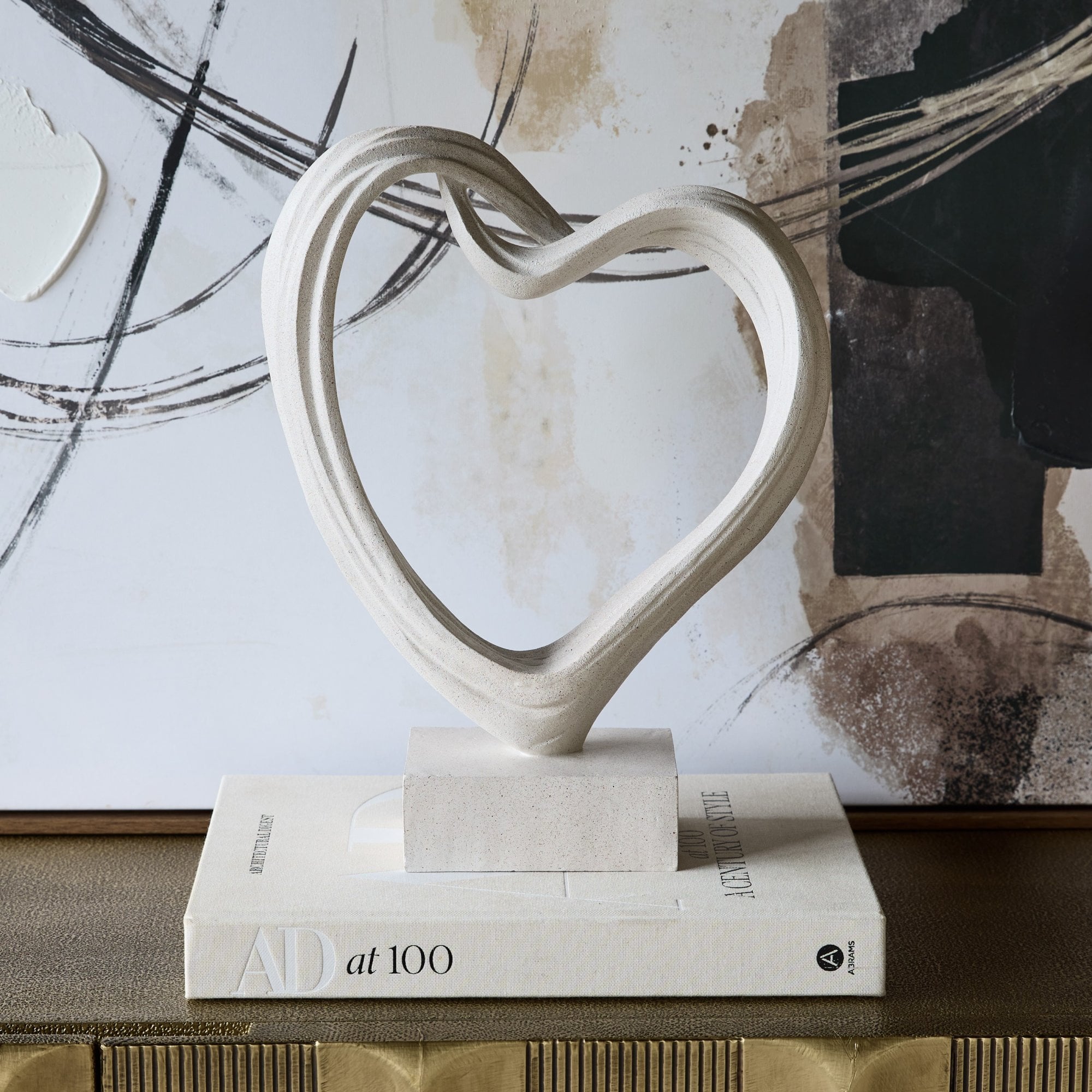 Aven White Sculpted Heart by Libra Interiors
