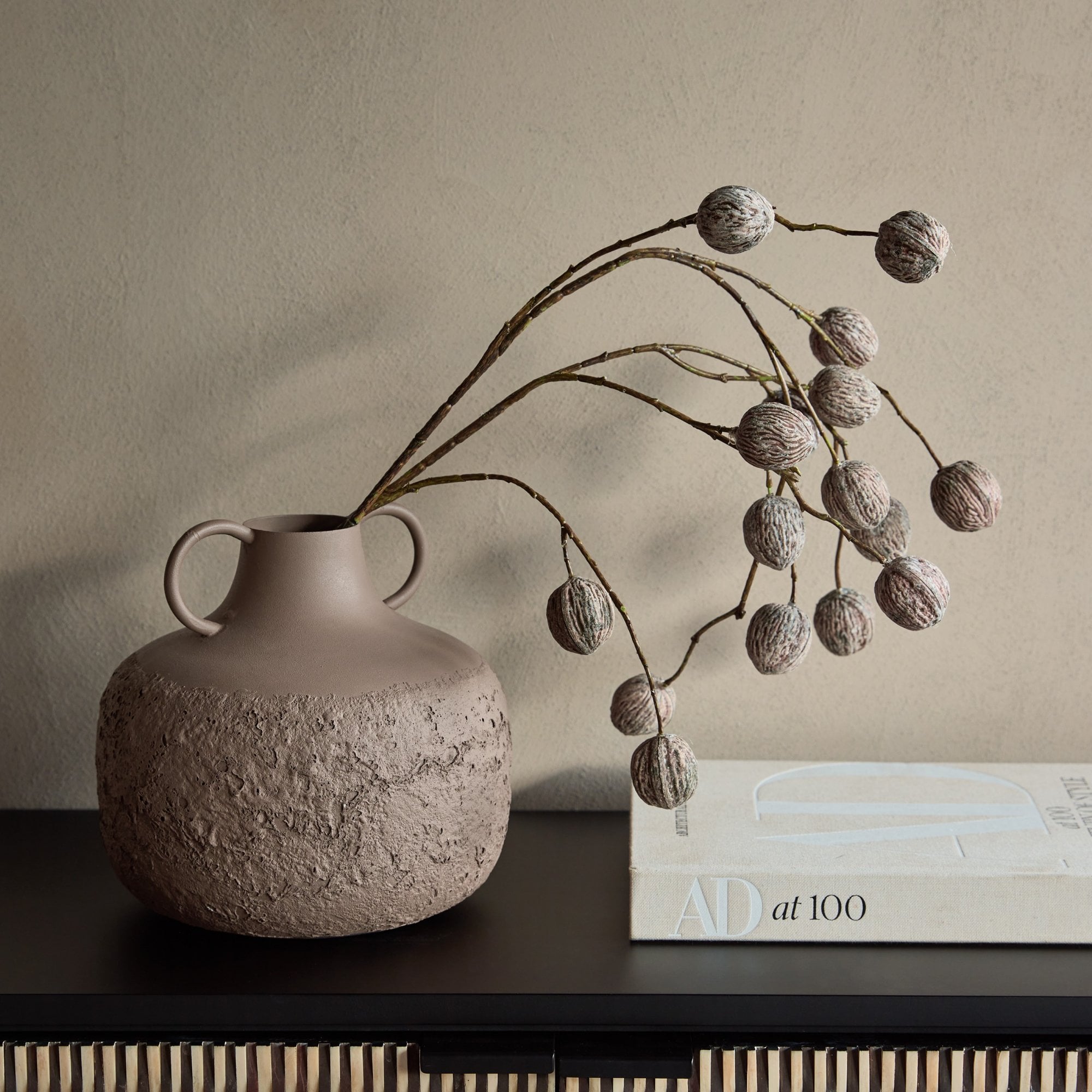 Alora Brown Textured Metal Vase Large by Libra Interiors