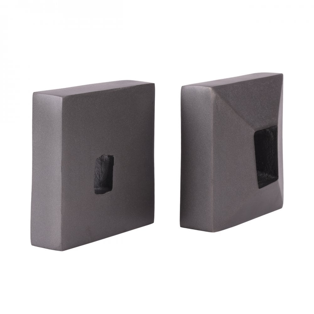 Geo Antique Lead Aluminium Set of 2 Bookends by Libra Interiors