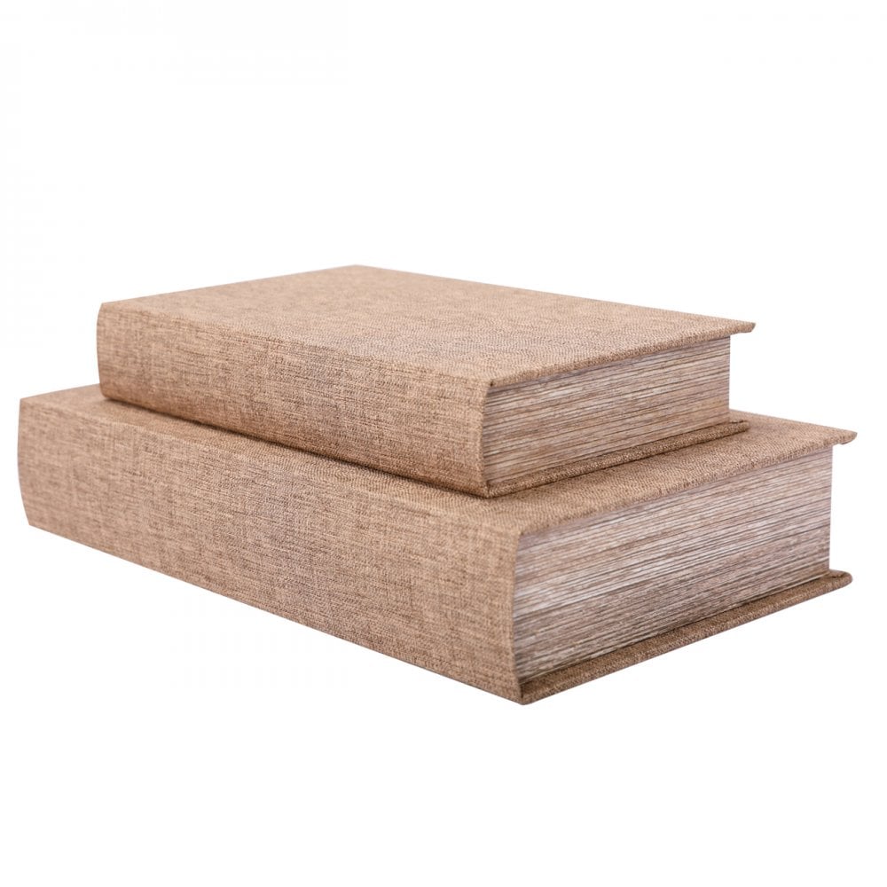 Beige Set of 2 Book Boxes by Libra Interiors