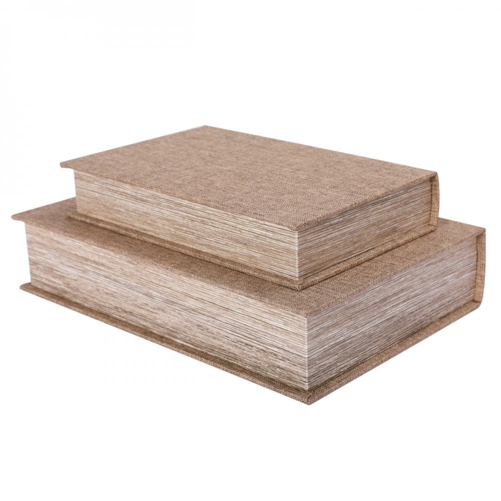 Beige Set of 2 Book Boxes by Libra Interiors