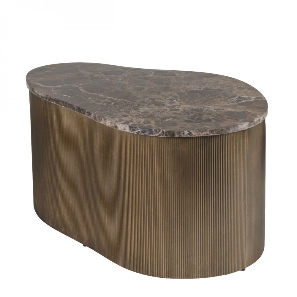 Cloud Brown Marble & Glass Coffee Table Set of 2 by Libra Interiors