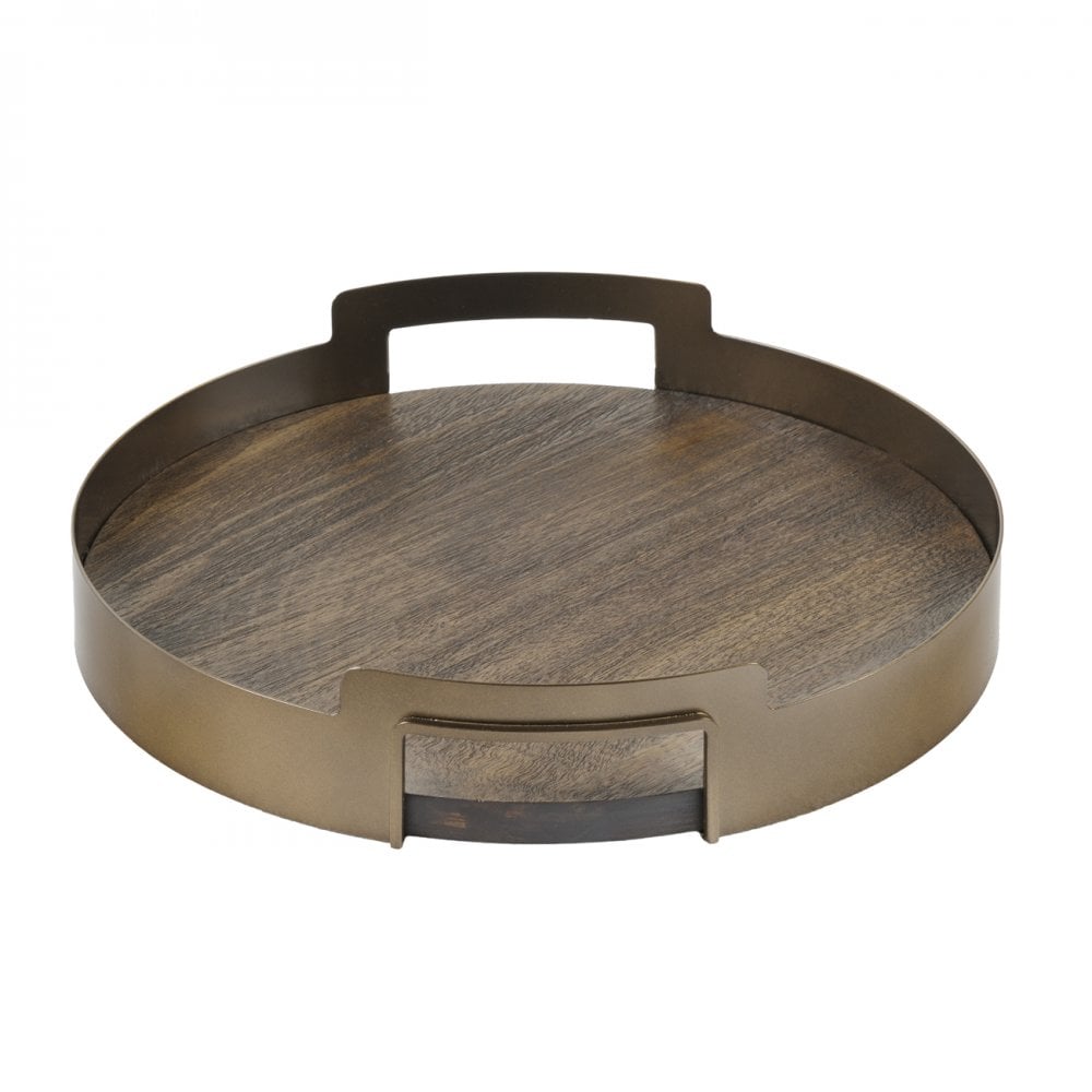 Shibui Mango Wood & Smoked Gold Trays Set of 2 by Libra Interiors