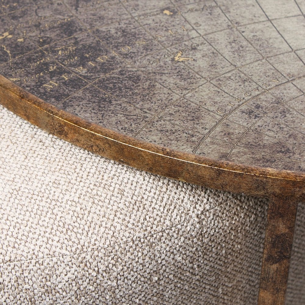 Atlas Bronze Coffee Table with Fabric Knotted Pouffe by Libra Interiors