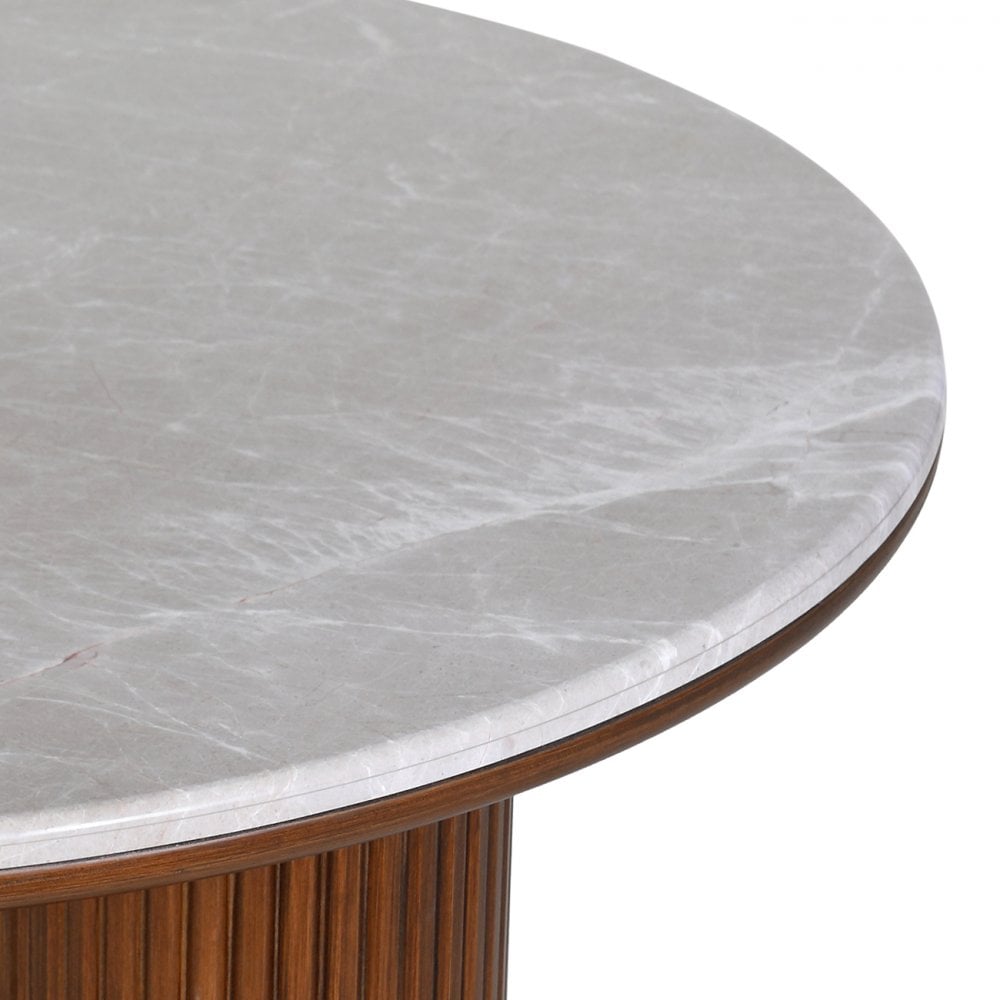 Whitwell Brown Walnut Coffee Table with Grey Marble Top by Libra Interiors
