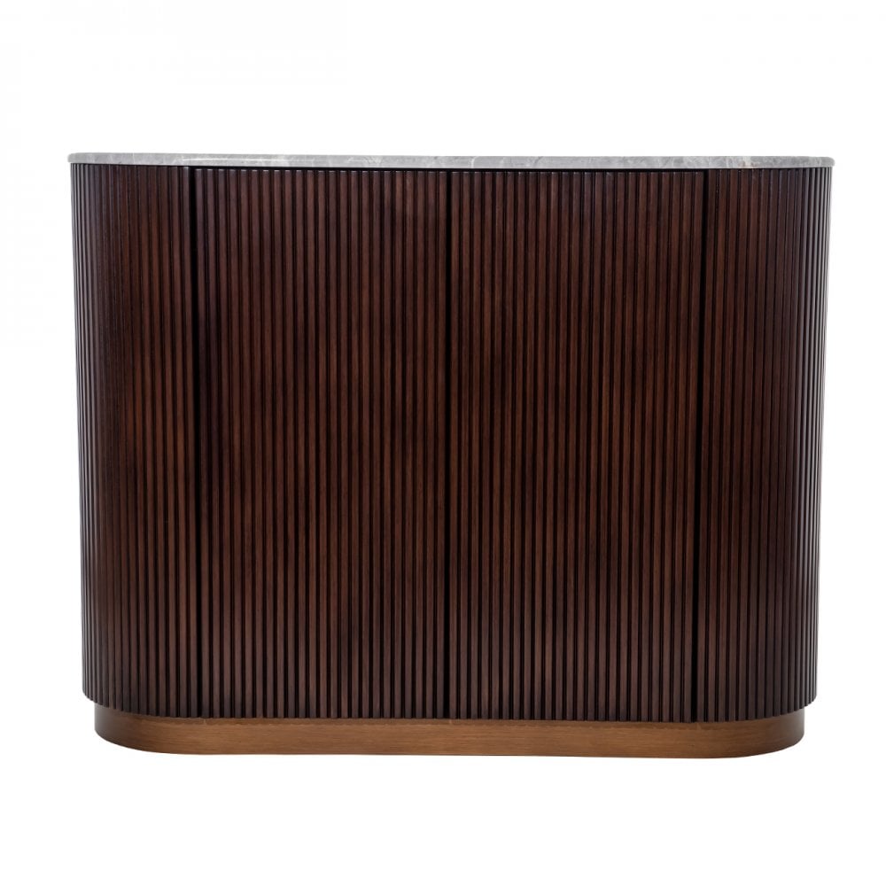 Whitwell Brown Walnut Sideboard with Grey Marble Top by Libra Interiors
