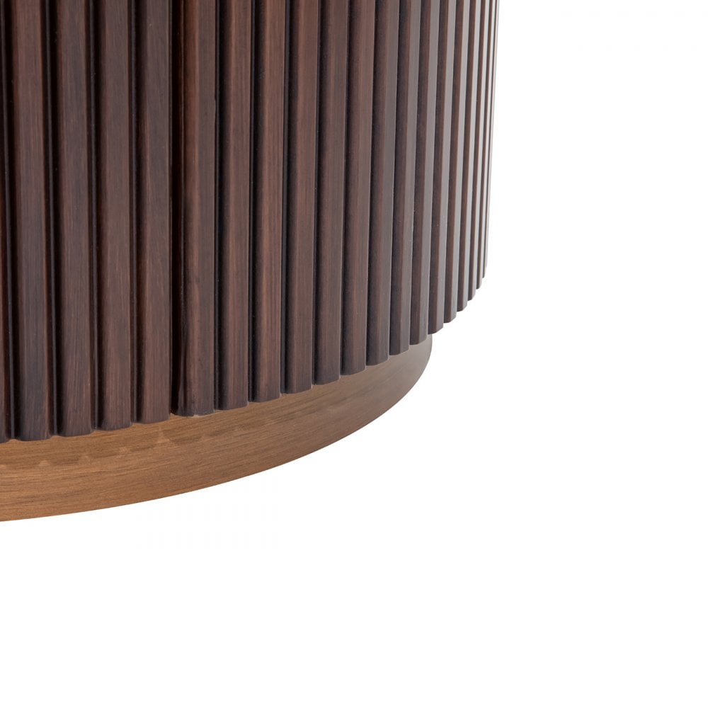 Whitwell Brown Walnut Bedside Table with Grey Marble Top by Libra Interiors