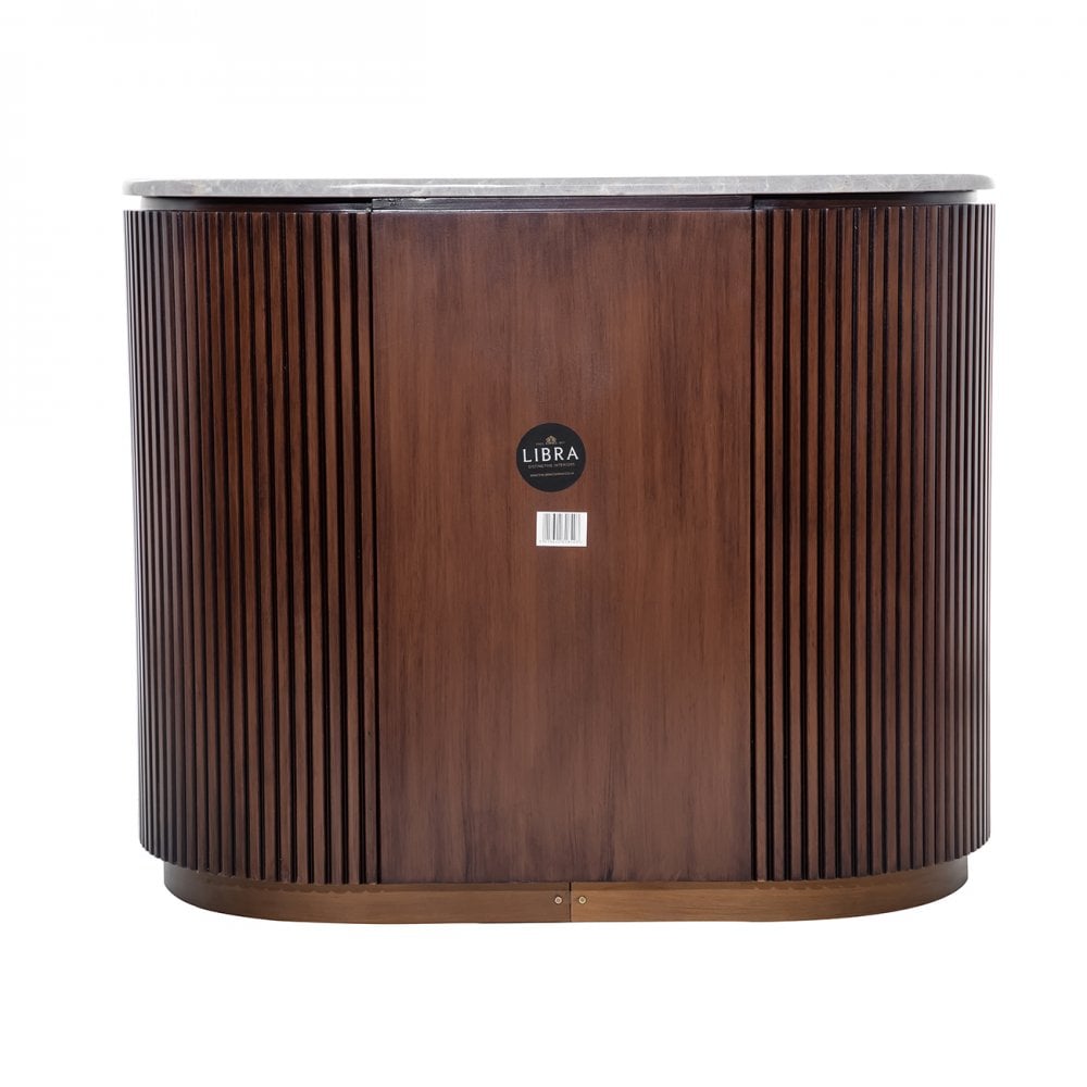 Whitwell Brown Walnut Chest Of Drawers with Grey Marble Top by Libra Interiors