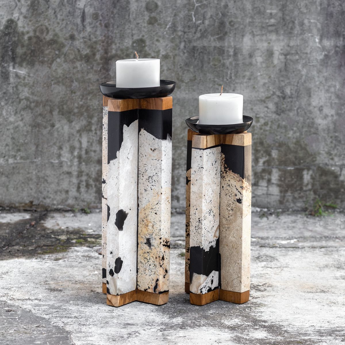 Illini Stone Candleholders - Set of 2 by Uttermost