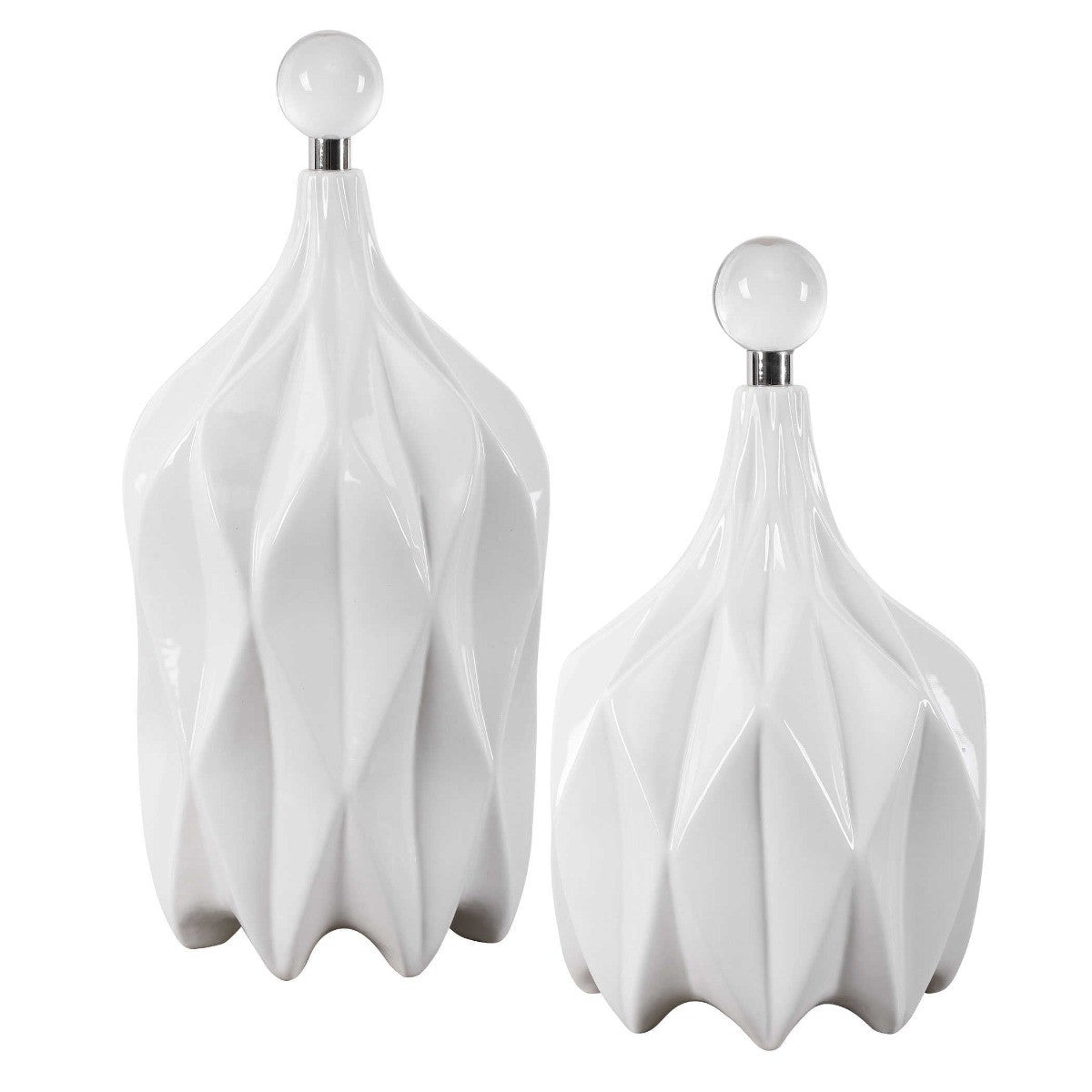 Klara White Bottles - Set of 2 by Uttermost