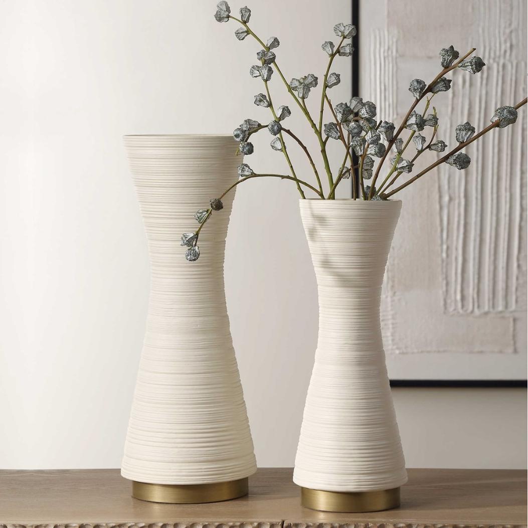 Ridgeline White Vases - Set of 2 by Uttermost