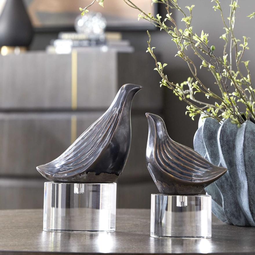 Nesting Bird Gray Sculptures - Set of 2 by Uttermost