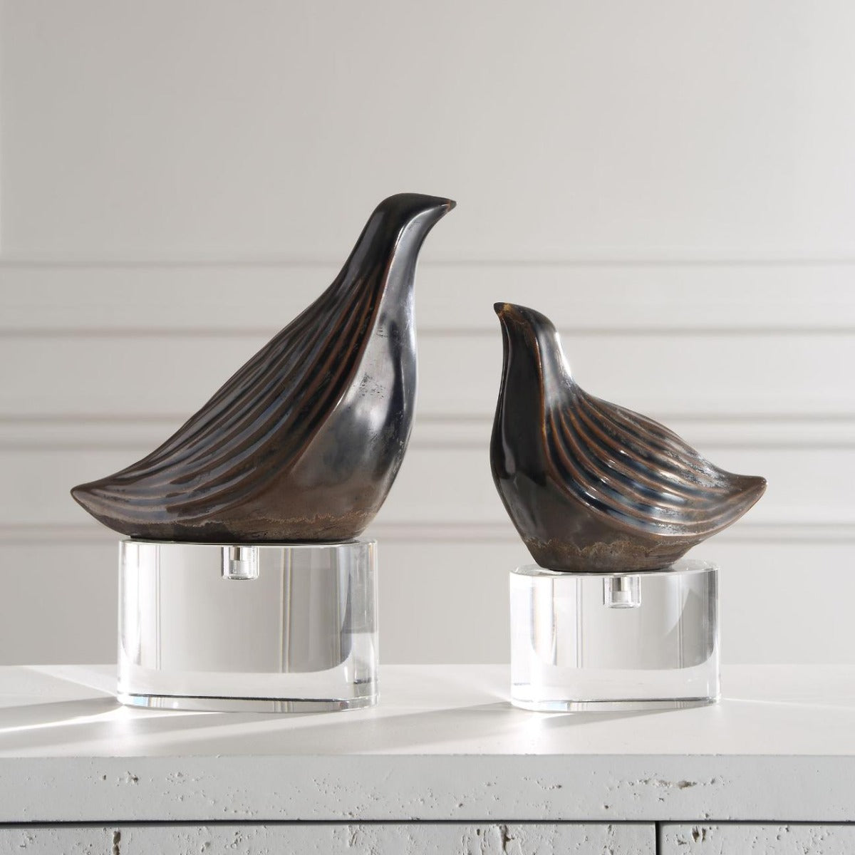 Nesting Bird Gray Sculptures - Set of 2 by Uttermost
