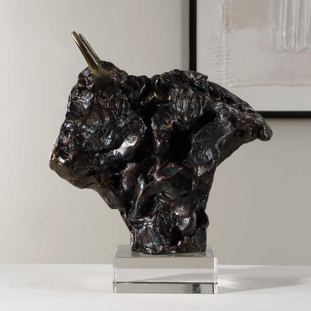 Bison Bust Bronze Sculpture by Uttermost