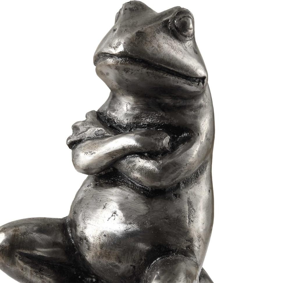 Daydreaming Frogs Aged Silver Bookends - Set of 2 by Uttermost