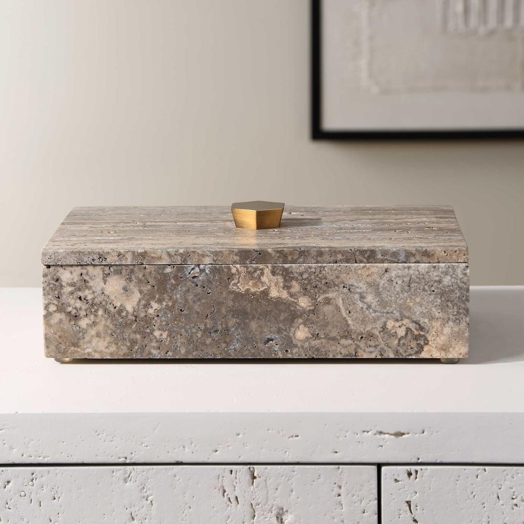 Griseus Travertine Stone Box by Uttermost