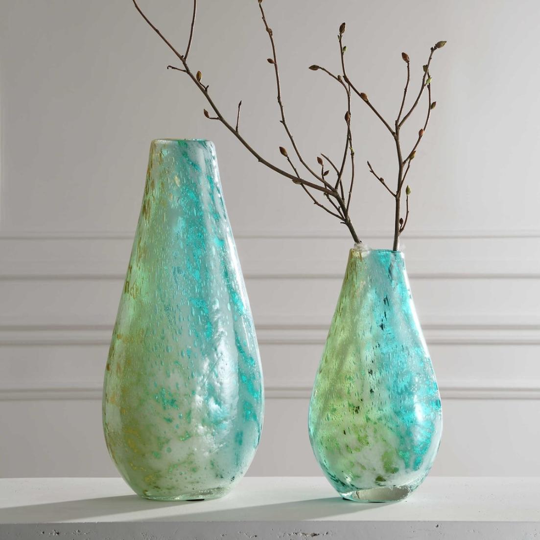 High Tide Glass Vases - Set of 2 by Uttermost