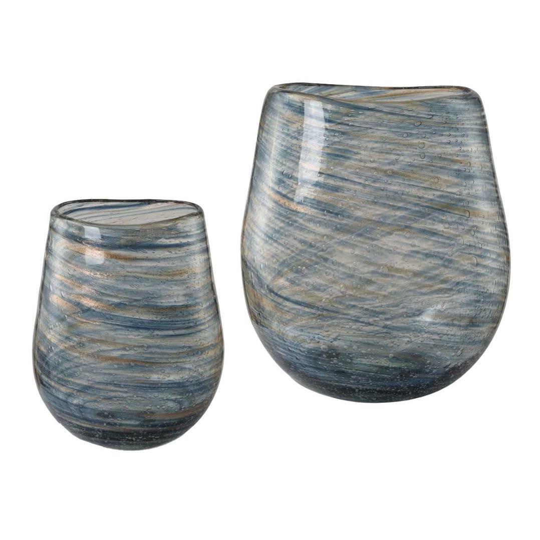 Aurora Swirl Glass Vases - Set of 2 by Uttermost
