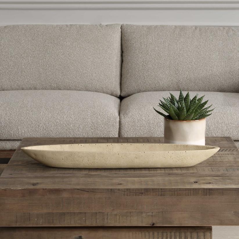 Vessel Cast Ivory Canoe Bowl by Uttermost