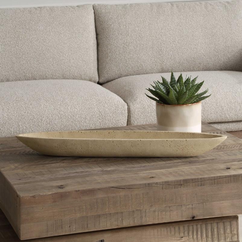 Vessel Cast Ivory Canoe Bowl by Uttermost