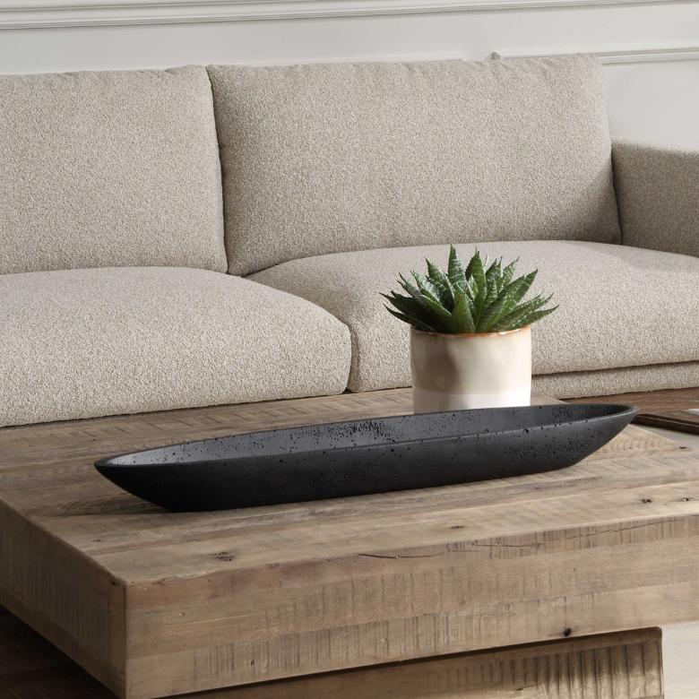 Vessel Cast Black Canoe Bowl by Uttermost