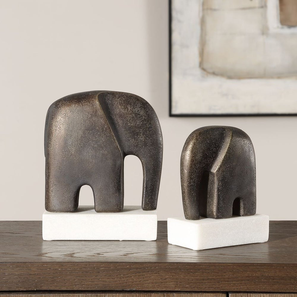 Timeless Tusk Elephant Sculptures in Bronze - Set of 2 by Uttermost