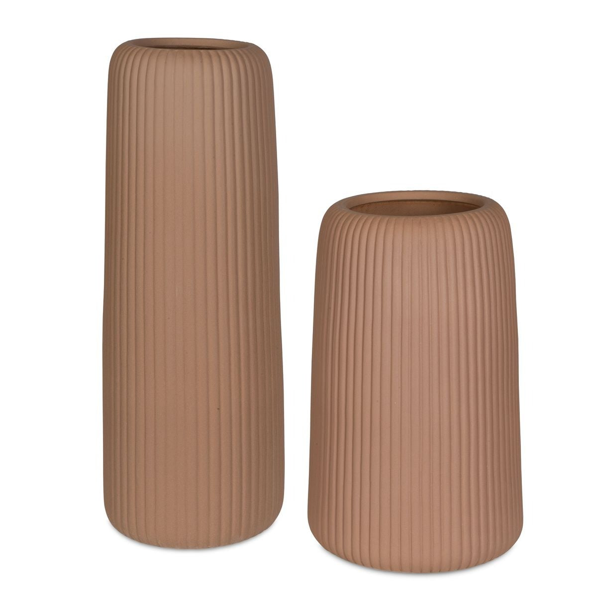 Ridge Indoor-Outdoor Light Brown Vases - Set of 2 by Uttermost