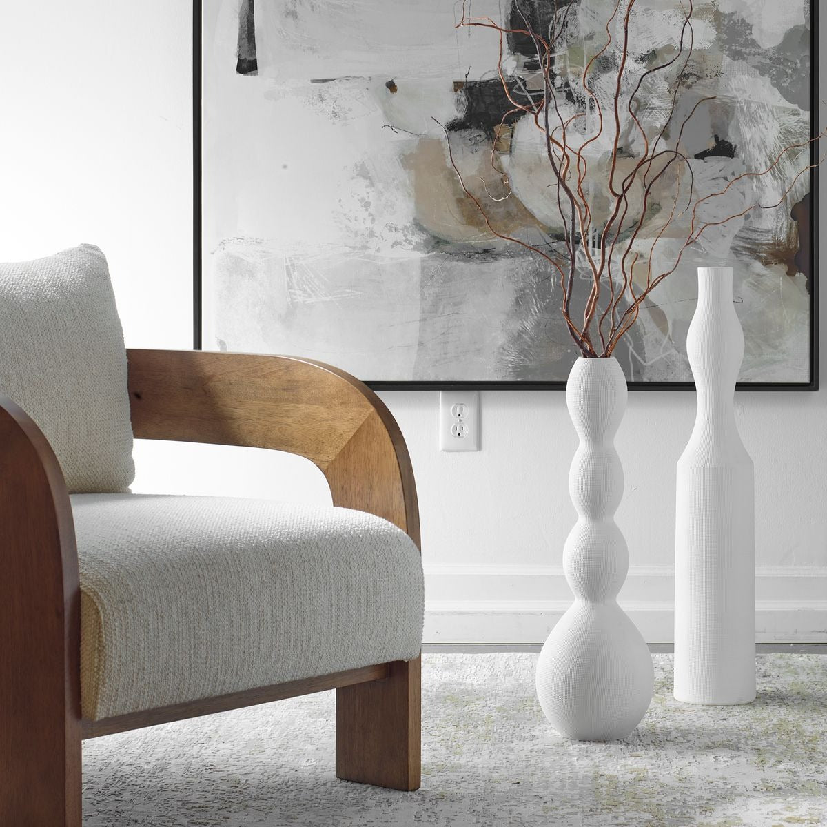 Forma Indoor-Outdoor White Ceramic Vases, Large - Set of 2 by Uttermost