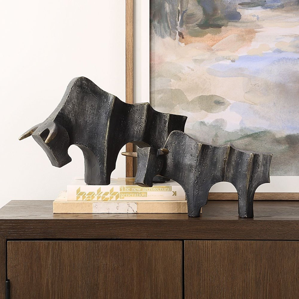 Regal Bull Sculptures Set of 2 by Uttermost