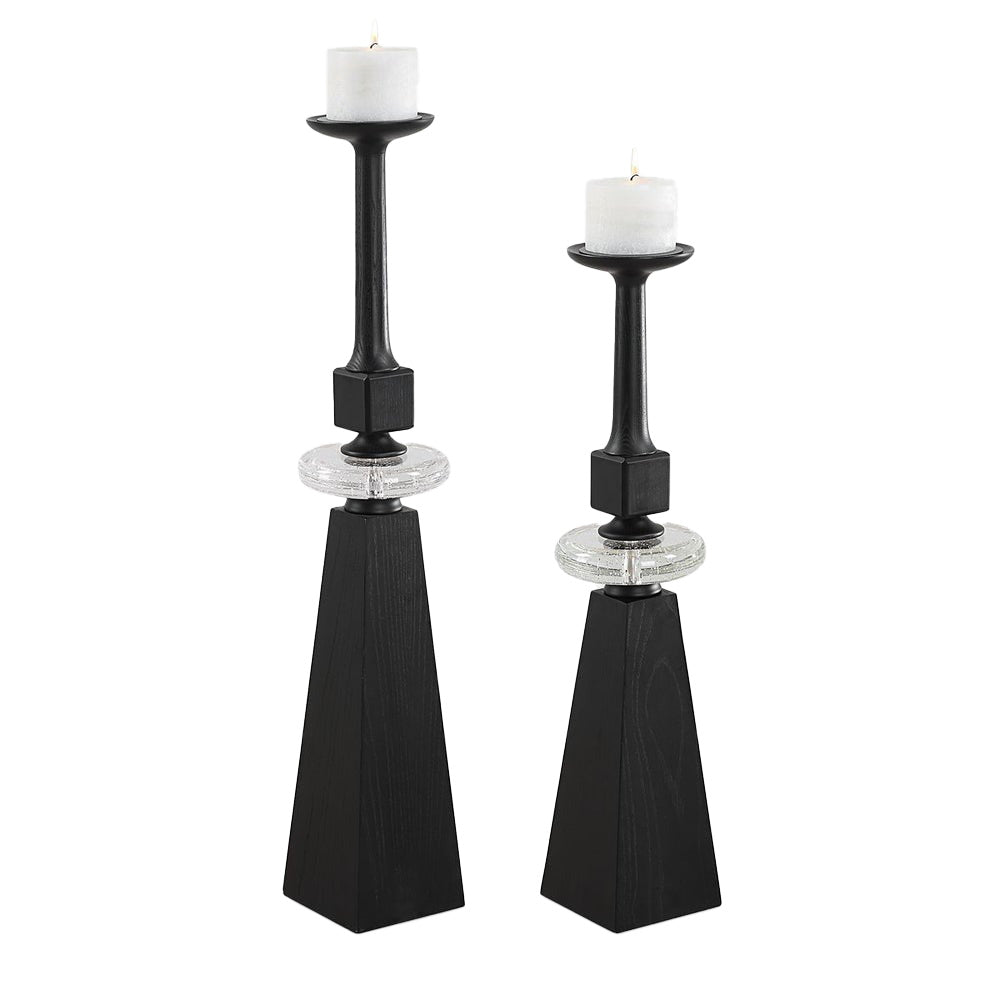 Ebon Glow Candleholders Set of 2 by Uttermost