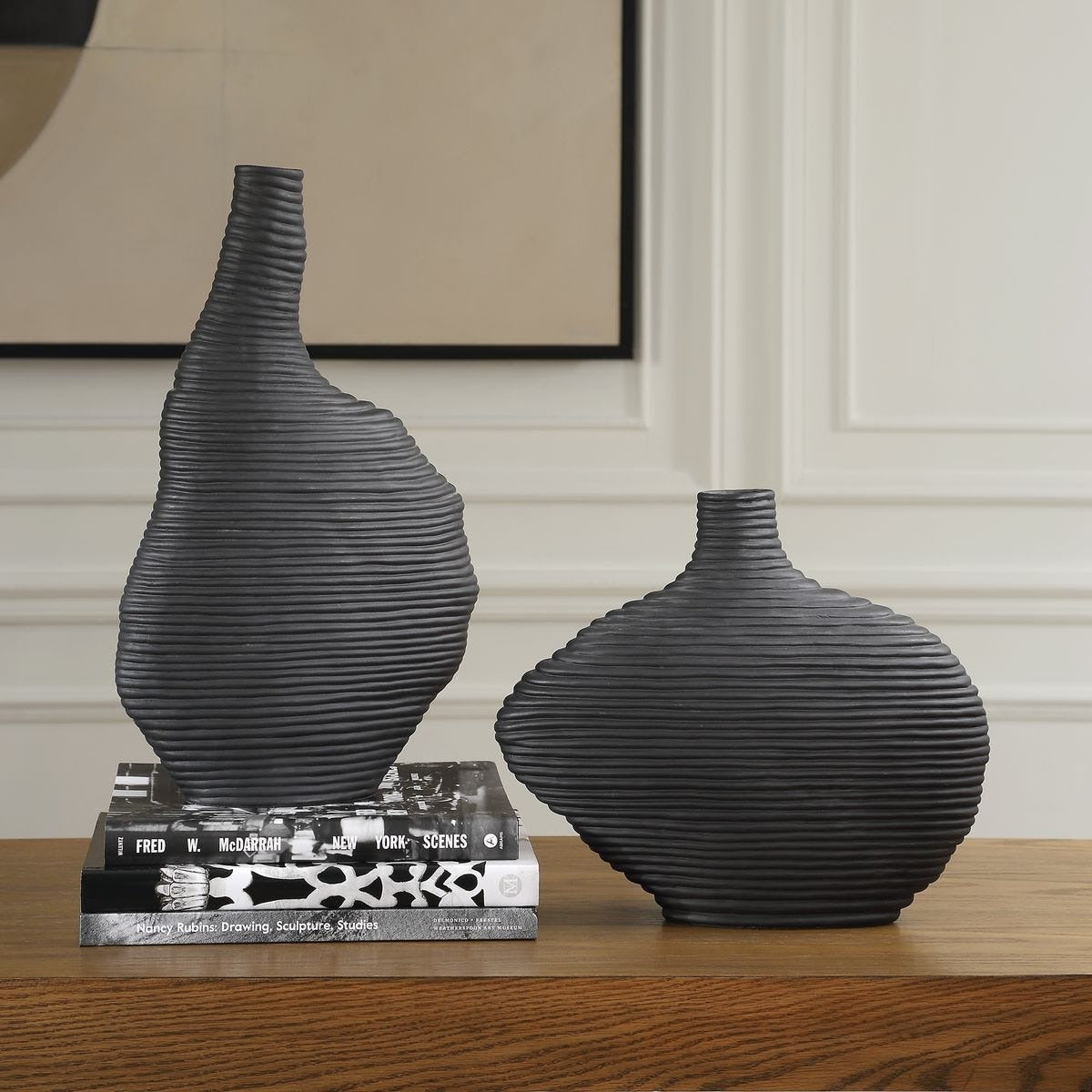 Duostacked Black Vases Set of 2 by Uttermost