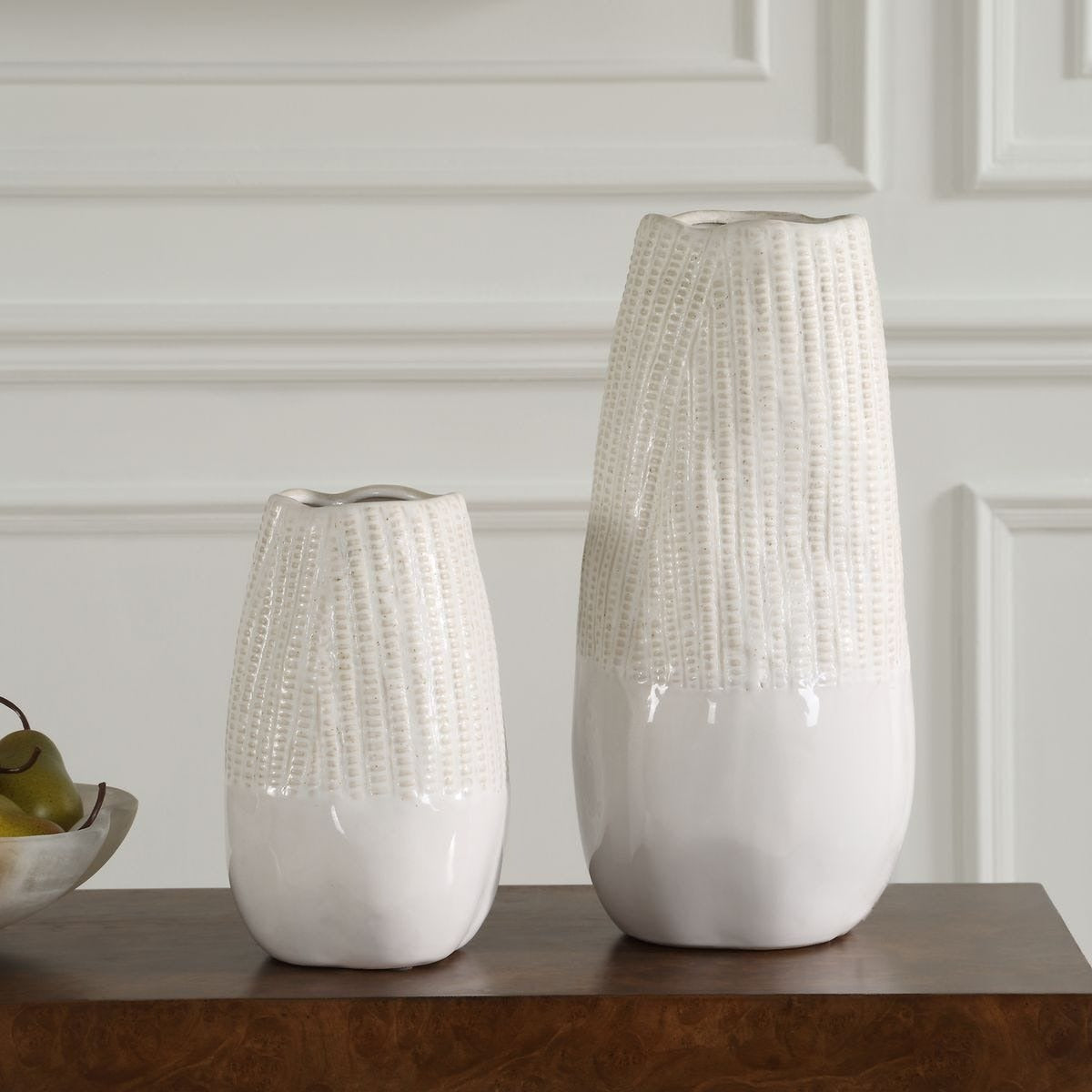 Echo Ridge White Vases Set of 2 by Uttermost