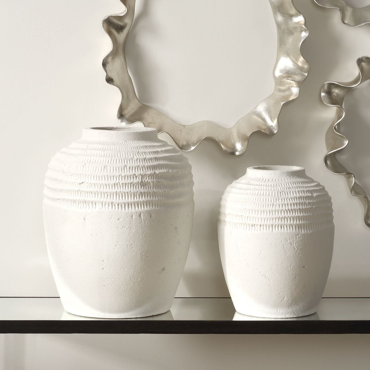 Luna Ridge White Ceramic Vases Set of 2 by Uttermost