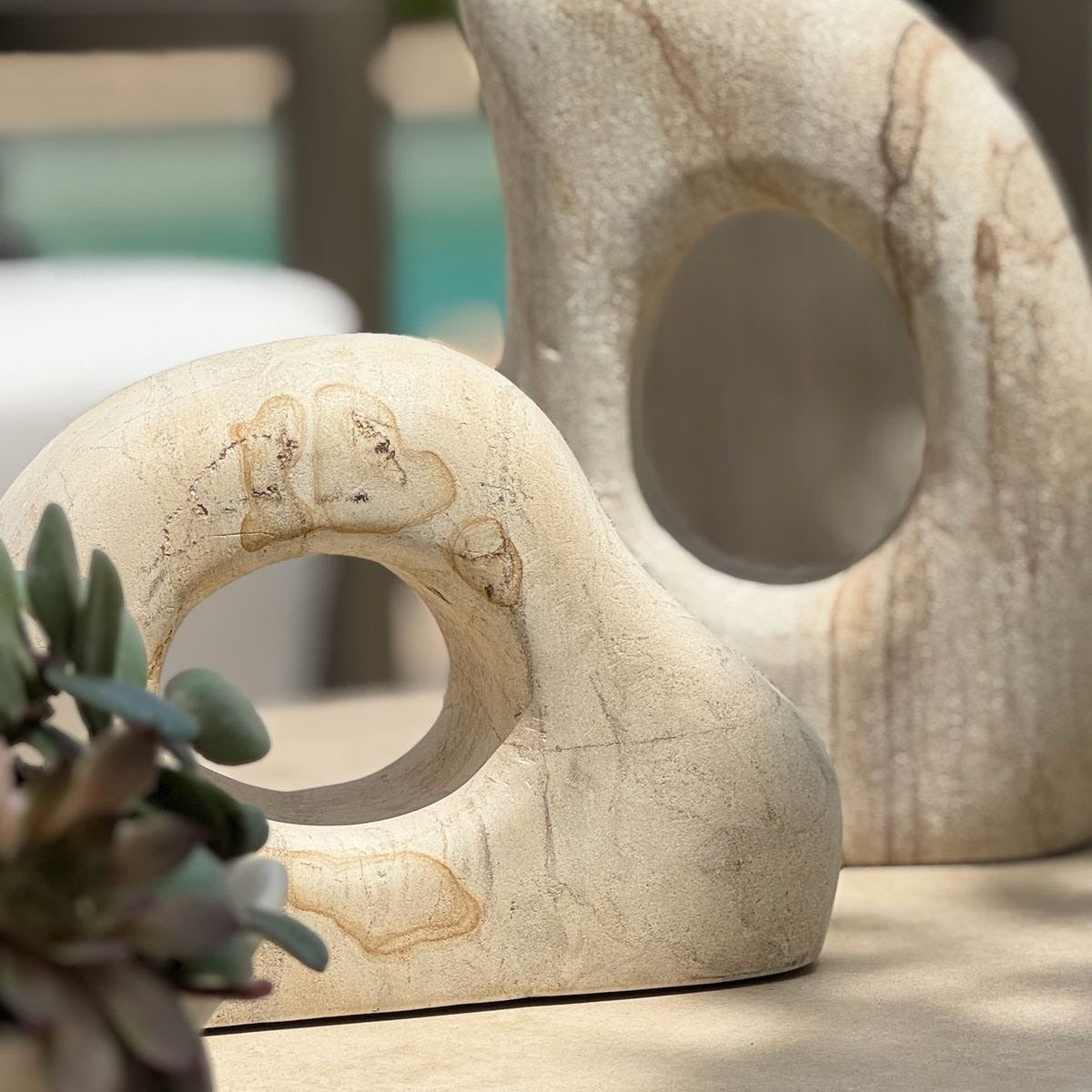 Stone Flow Outdoor Sculptures Set of 2 by Uttermost