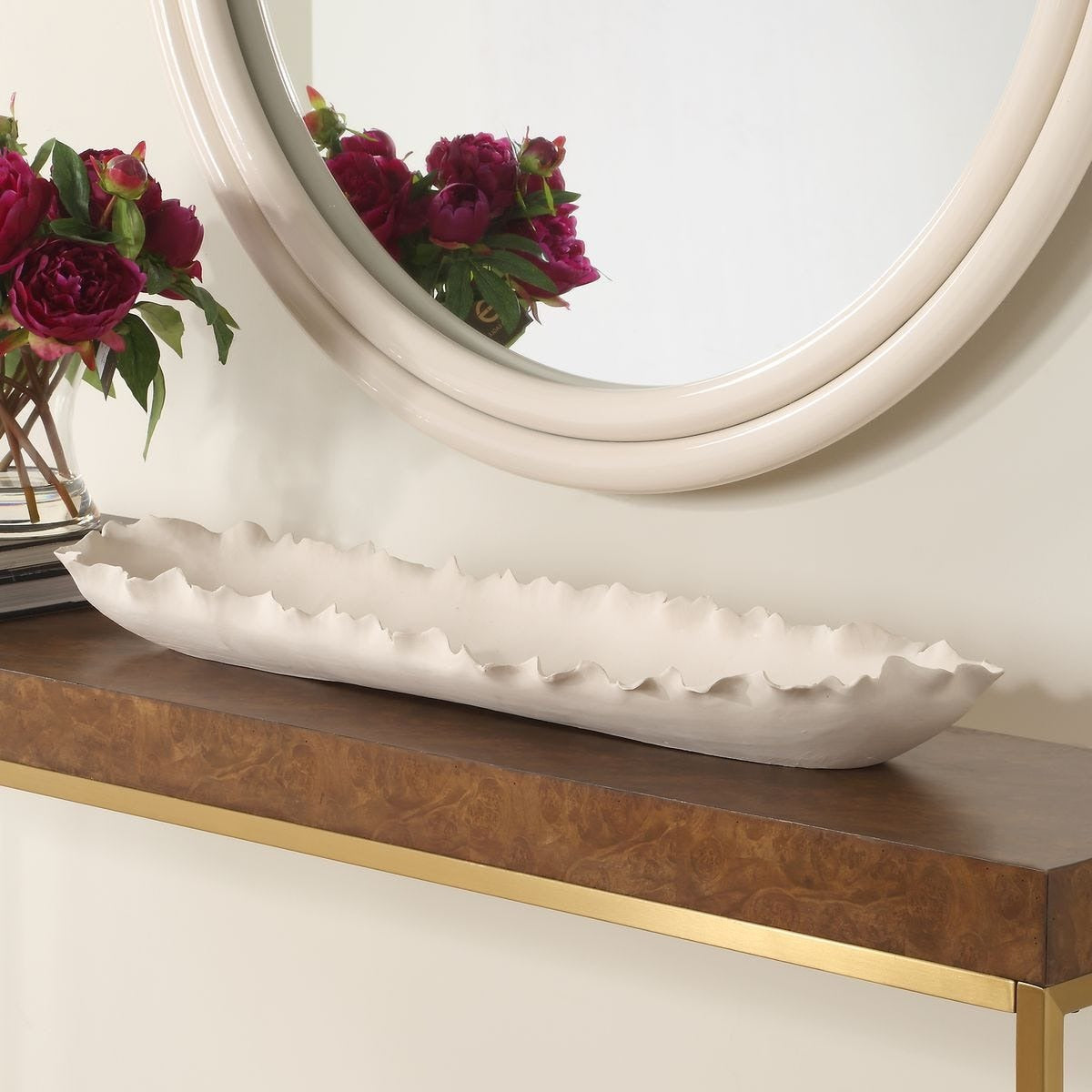 Ripple Crest White Bowl by Uttermost