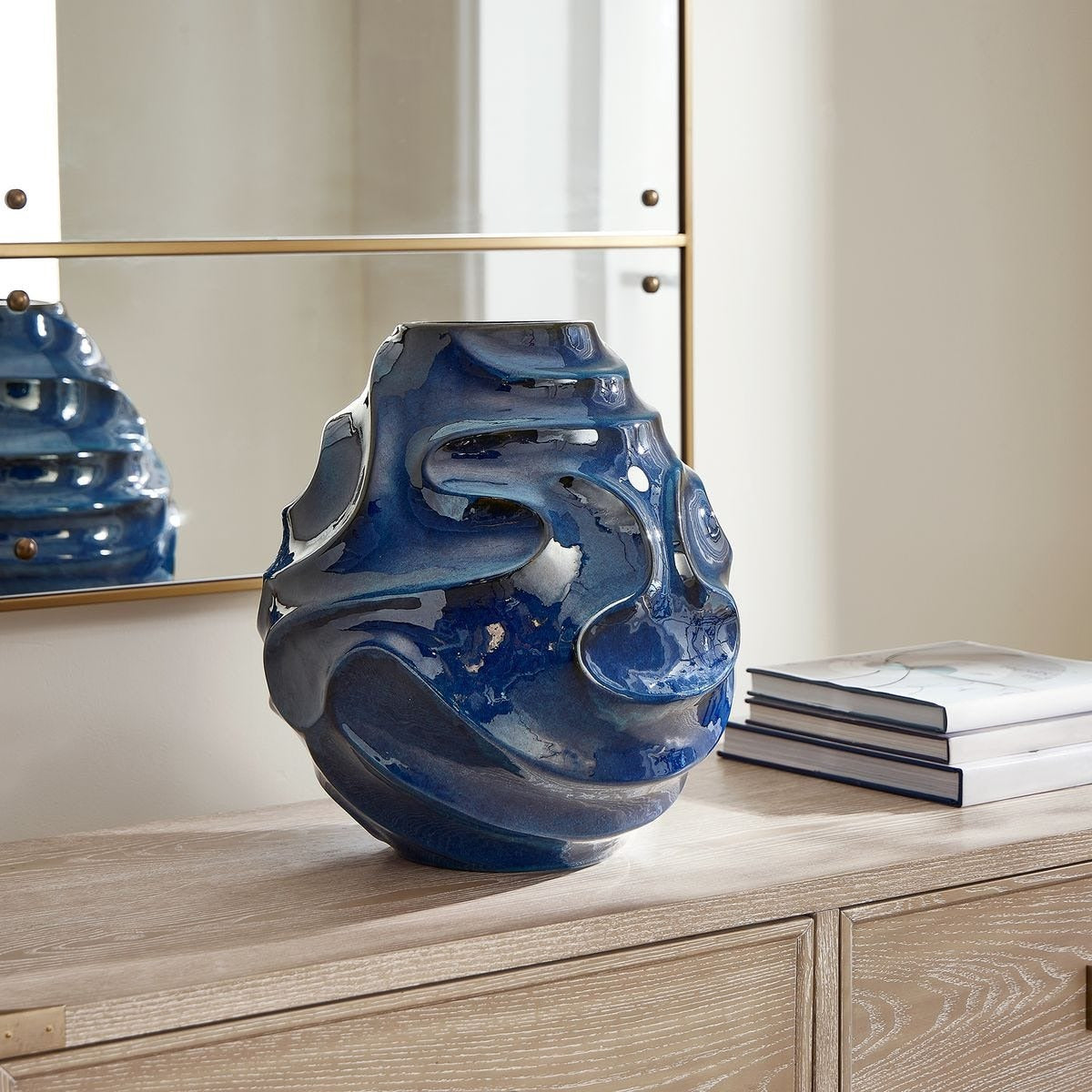 Helix Swirl Blue Outdoor Vase by Uttermost