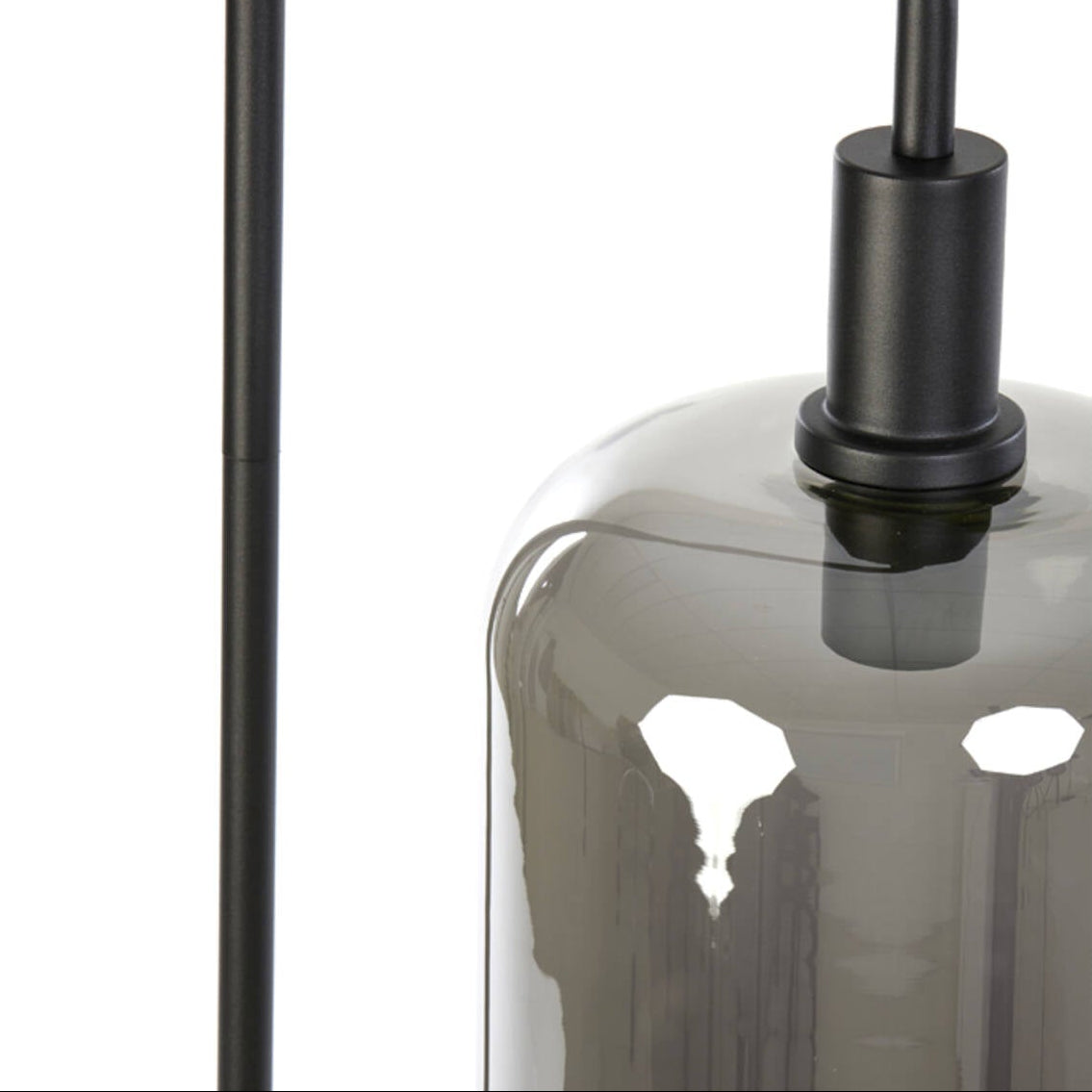 Lekar High Floor Lamp - Black & Smoked Glass Light & Living