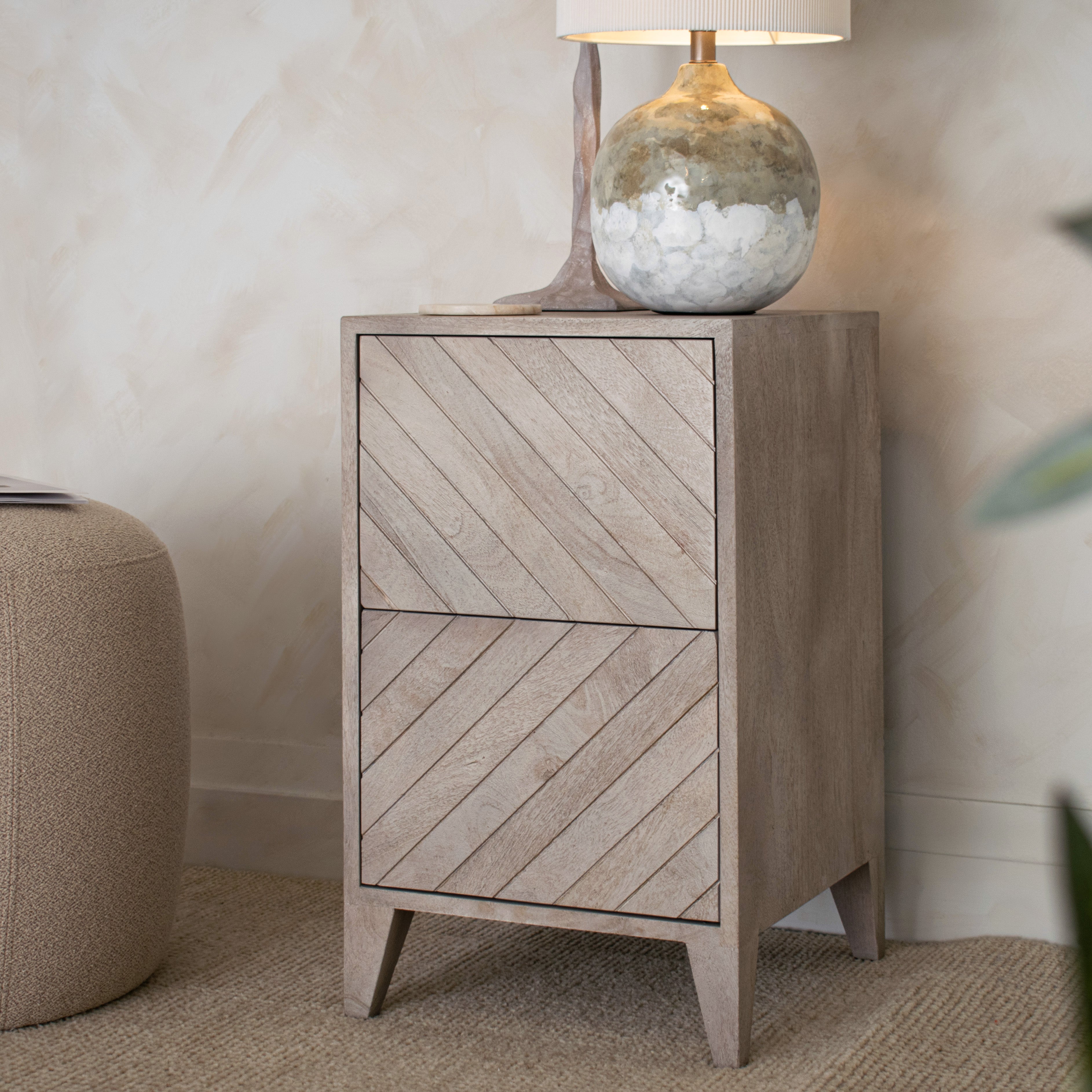 Croft Natural Stonewash Wood Right Bedside Table by RV Astley