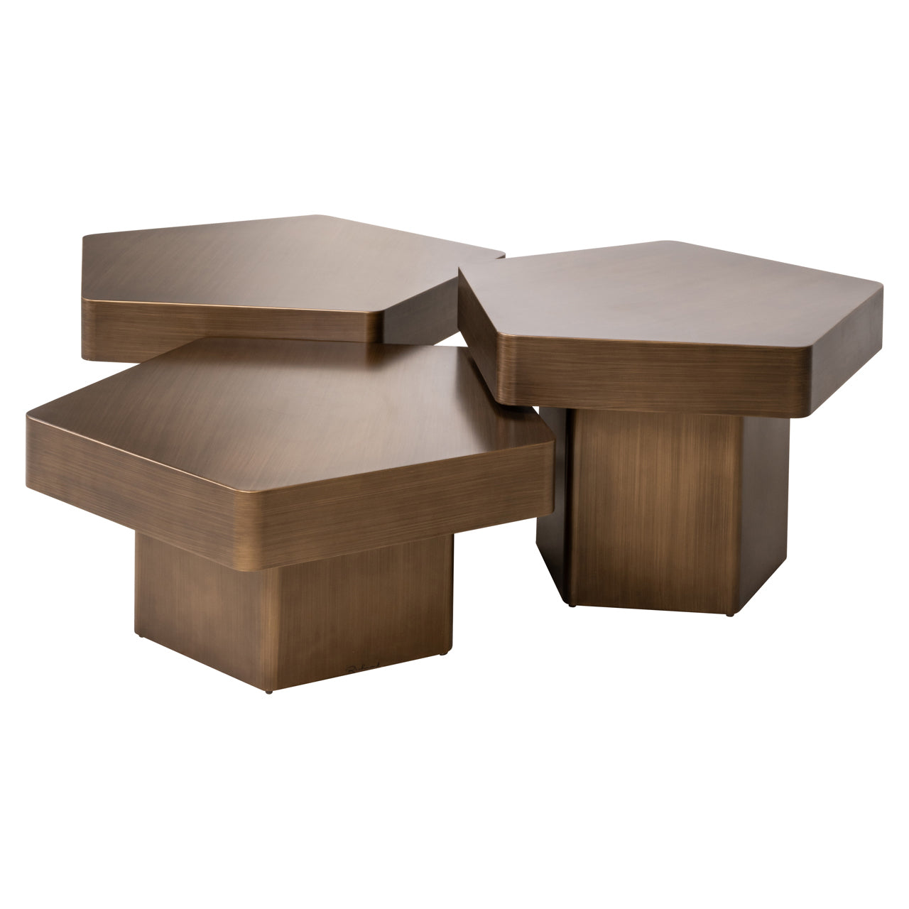 Hexa Brushed Gold Coffee table (Set of 3) by Richmond Interiors