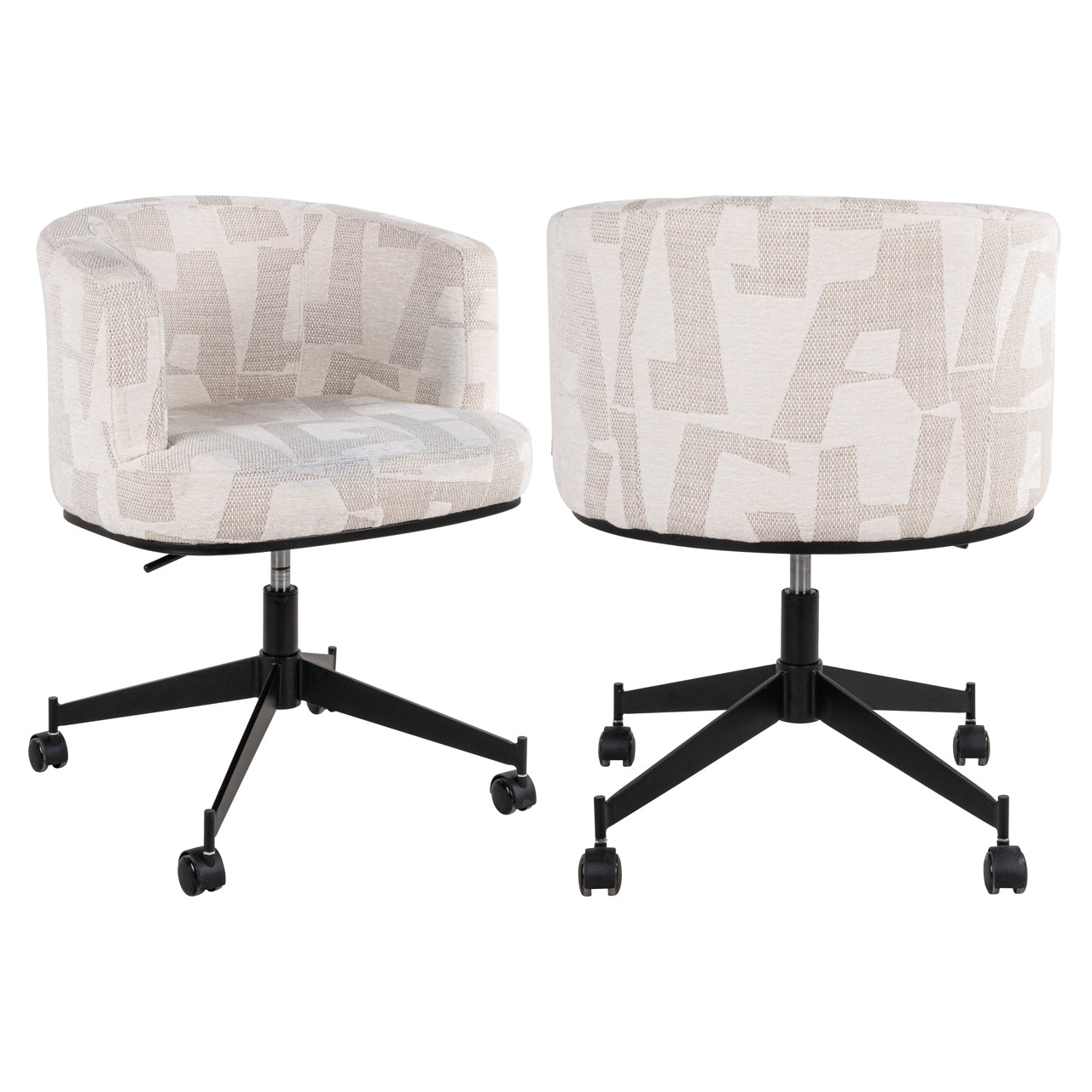 Dining chair Rochenne beige graffic swivel on wheels by Richmond Interiors