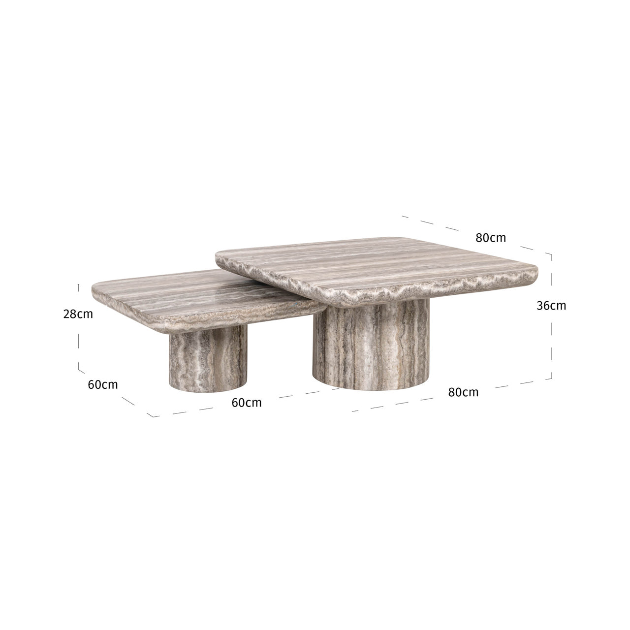 Dulce Denizly Grey marble Coffee Table (Set of 2) by Richmond Interiors