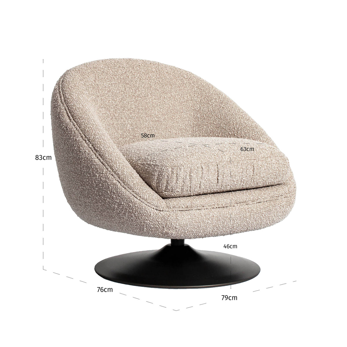 Lounge chair Nodo natural chunky swivel by Richmond Interiors