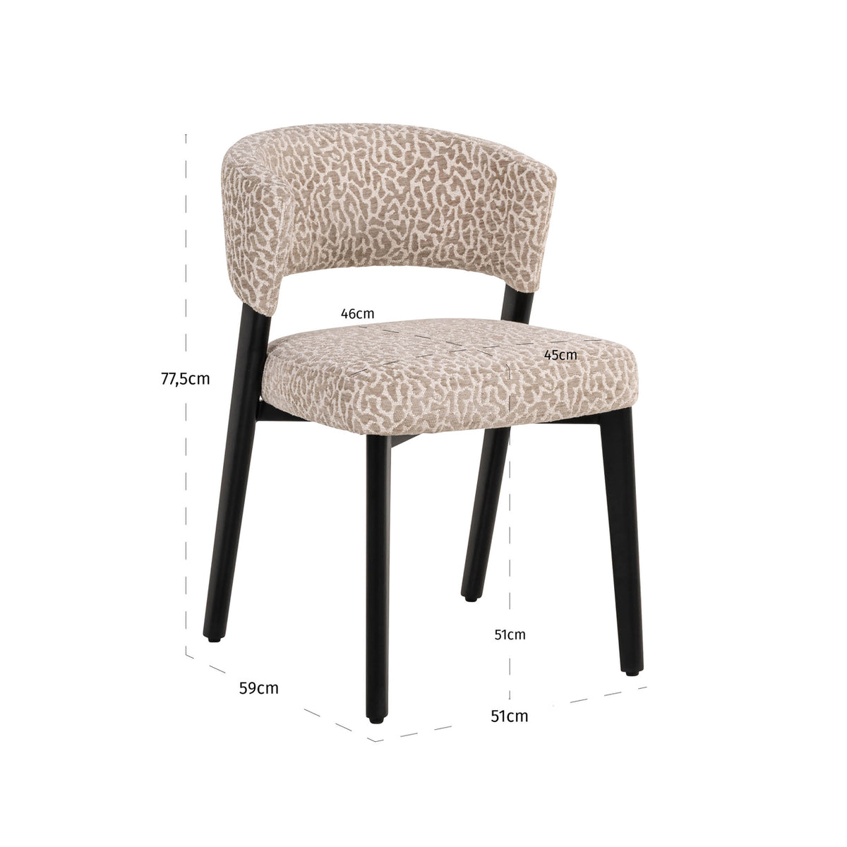 Dining chair Zeno beige leopard by Richmond Interiors